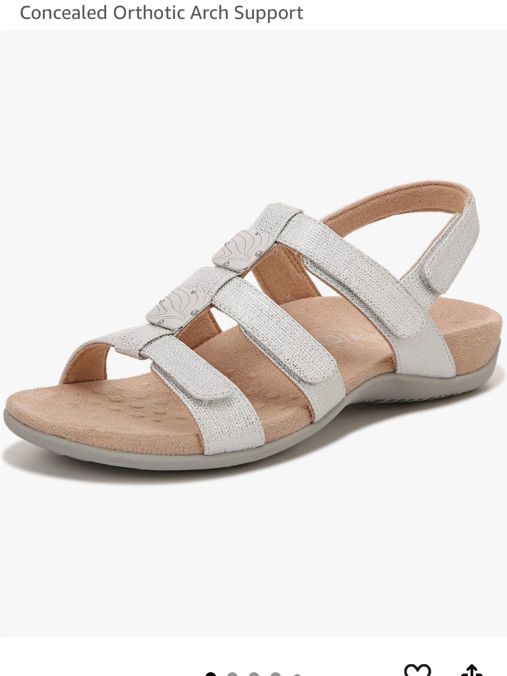 Vionic Silver Metallic TripleStrap Slingback Sandal